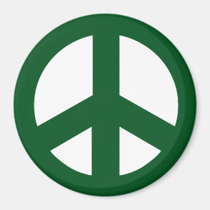Íman Ímã redondo do sinal de paz, verde no branco