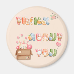 Íman Ímã Redondo Fofo Pense em Você