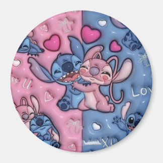 Íman Ímã Redondo Fofo Stitch e AngelÍmã