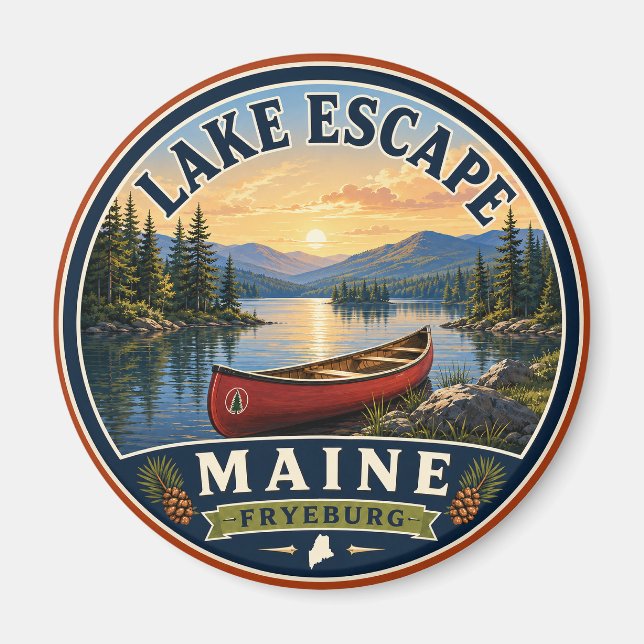 Íman Ímã Redondo Lake Escape Fryeburg Maine (Frente)