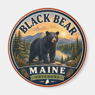 Íman Ímã Redondo Urso Preto Fryeburg Maine