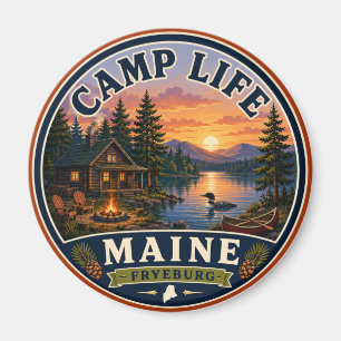 Íman Ímã Redondo Vida no Acampamento Fryeburg Maine