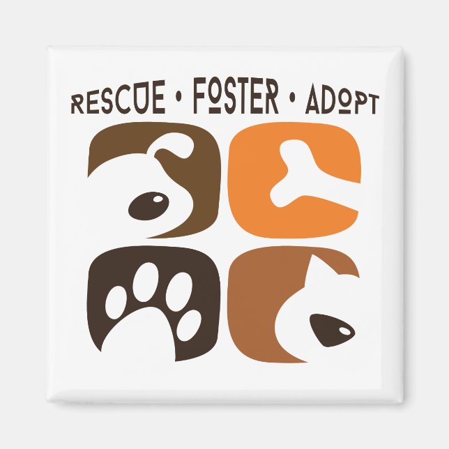 Íman Ímã Resgate Foster Adote Cães Gatos (Frente)
