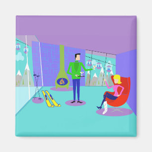 Íman Ímã retro das férias do esqui