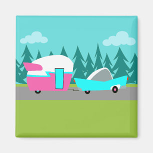 Íman Ímã retro do campista/reboque e do carro