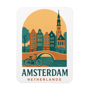 Íman Ímã Retro Holanda - Canal Vintage de Amsterdã
