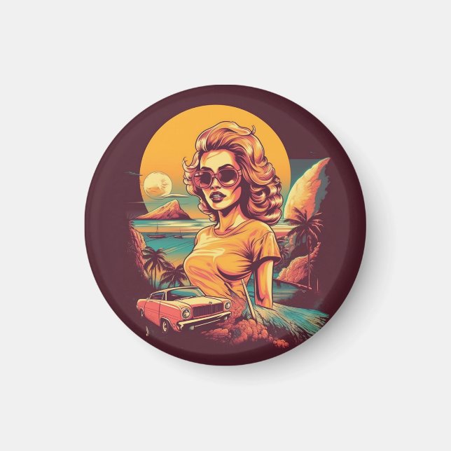 Íman Ímã retrô, retrô, inspirado no vintage (Frente)