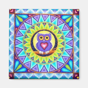 Íman Ímã roxo bonito da mandala da coruja por Soozie