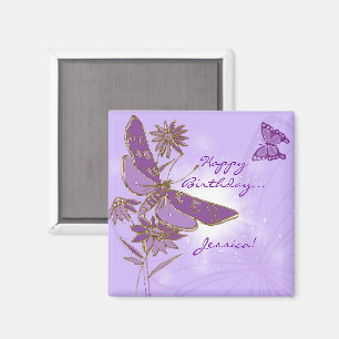 Íman Ímã roxo do aniversário da borboleta