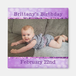 Íman Ímã roxo personalizado do lembrete do aniversár