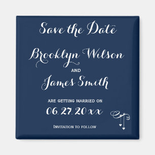 Íman Imã salve a data azul personalizada do casamento