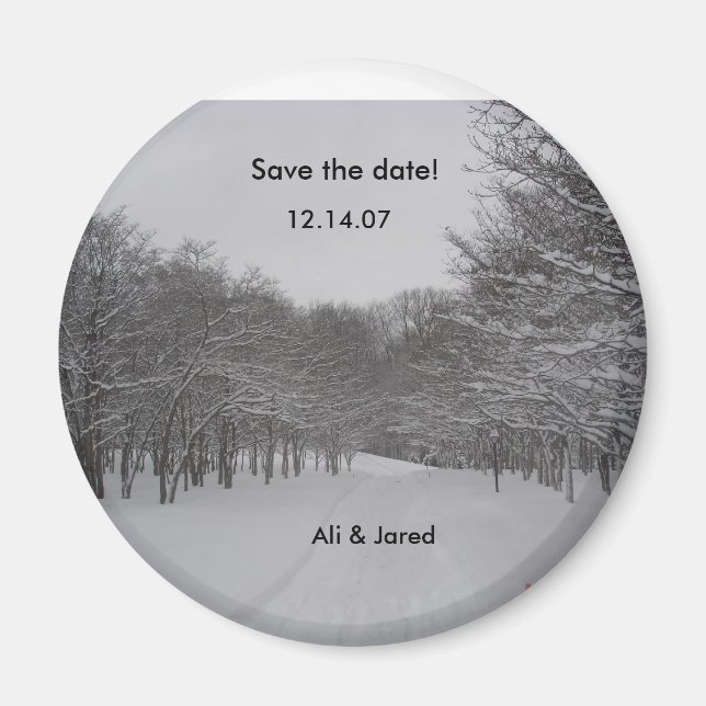 Íman imã salve a data casamento no inverno (Frente)