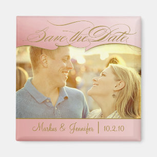 Íman Imã salve a data cor-de-rosa e Dourado de DIY da