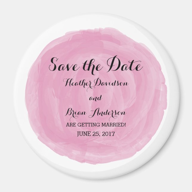 Íman Imã salve a data de Aquarela Redonda Rosa (Frente)