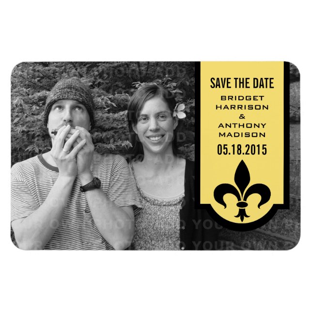 Íman Imã salve a data de banner de Fleur De Lis Amarelo (Horizontal)