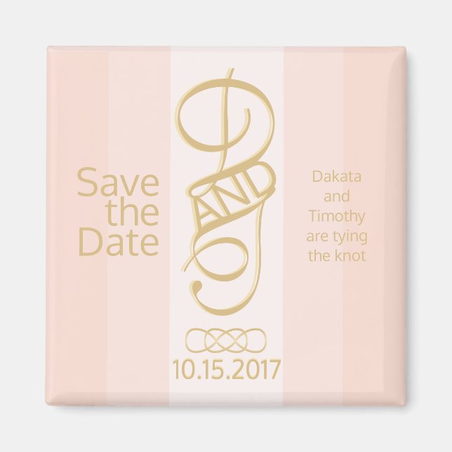 Íman Imã salve a data de Blush Dourada rosa (Frente)