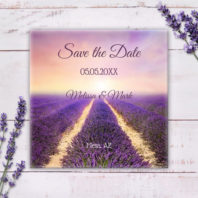 Íman Imã salve a data de Campo da Lavanda Dreamy (A romantic Save the Date magnet featuring a painting of a French lavender field.)