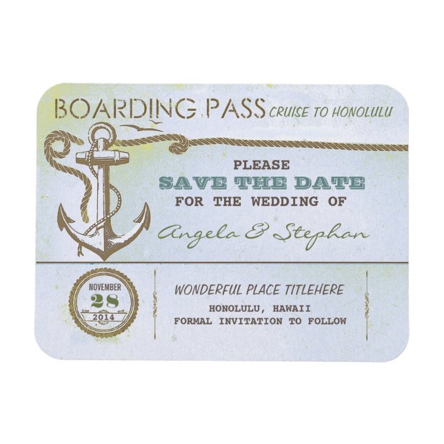 Íman imã salve a data de casamento de destino náutico (Horizontal)