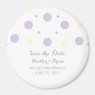 Íman Imã salve a data de Confetti Amarelo Roxo