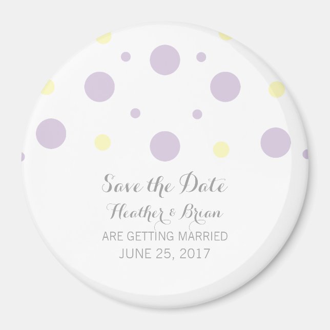 Íman Imã salve a data de Confetti Amarelo Roxo (Frente)