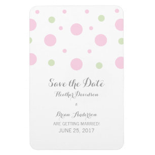 Íman Imã salve a data de Confetti Verde Rosa