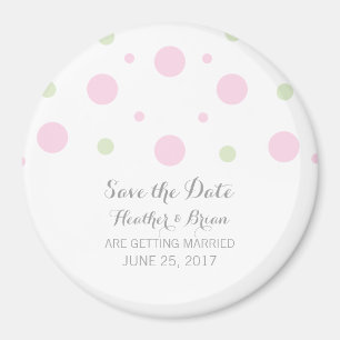 Íman Imã salve a data de Confetti Verde Rosa