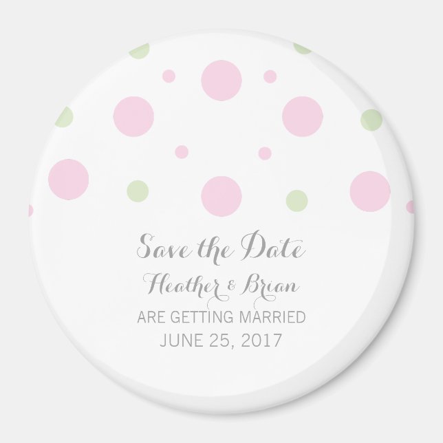 Íman Imã salve a data de Confetti Verde Rosa (Frente)