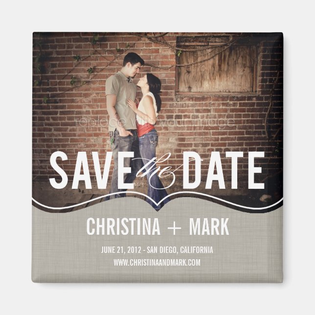 Íman Imã salve a data de Elegância Refinada - Khaki (Frente)