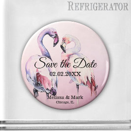 Íman Imã salve a data de Flamingos Cor-de-Água Rosa