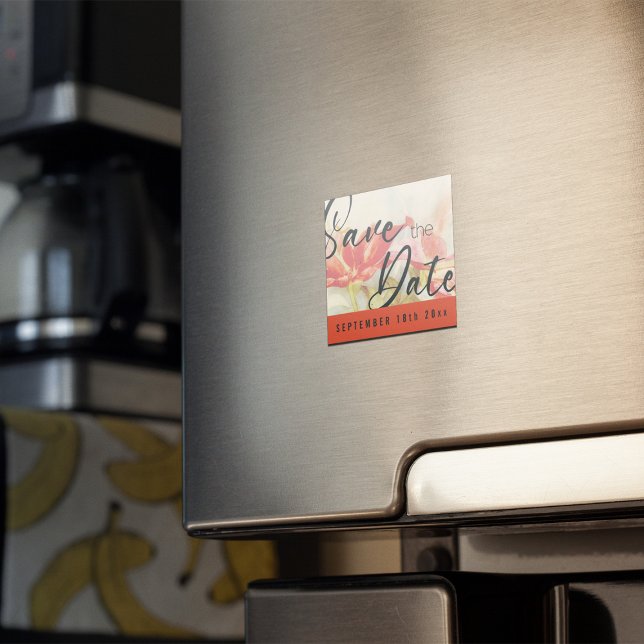 Íman Imã salve a data de Flores Vermelhas (Red Flowers Save the Date Magnet)