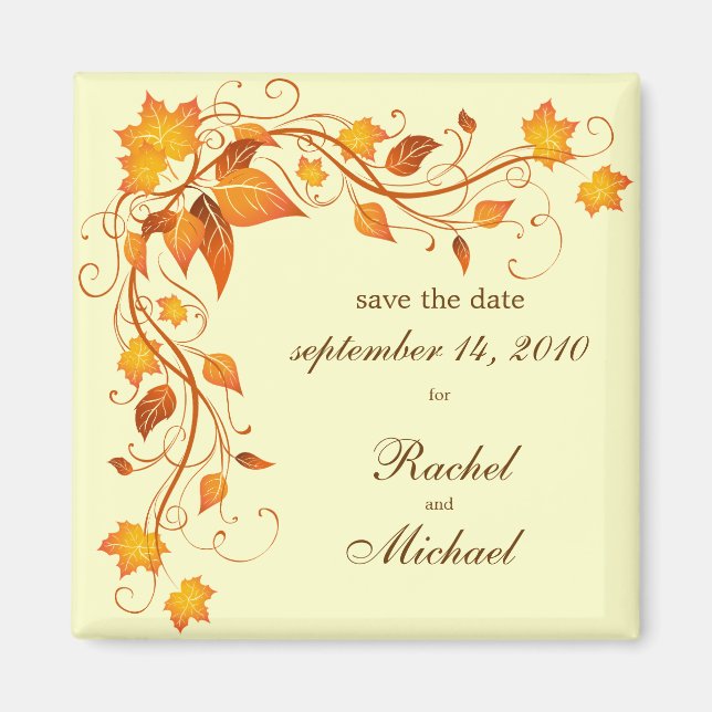 Íman Imã salve a data de Folhagem de outono (Frente)