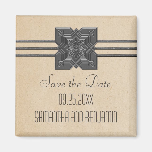 Íman Imã salve a data de Fronteira Beige Medallion (Frente)