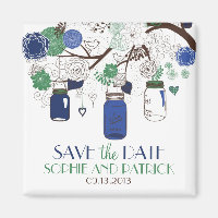 Imã salve a data de Mason Jars Azul e Verde