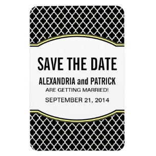 Íman Imã salve a data de Quatrefoil Elegante, Amarelo