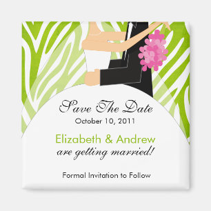 Íman Imã salve a data de Zebra Bride Groom