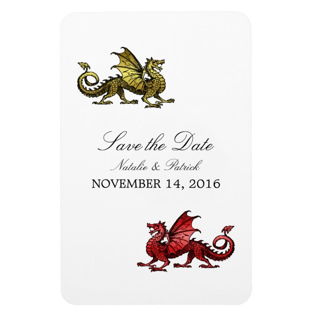 Íman Imã salve a data do Dragão Vermelho Dourado (Vertical)