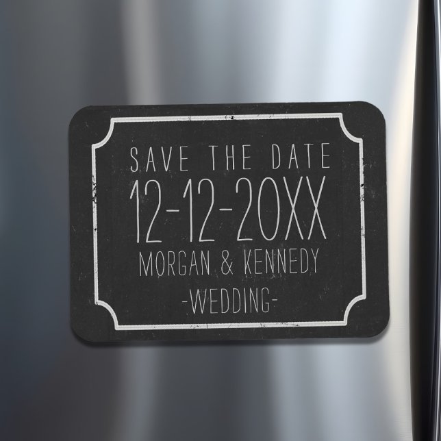 Íman Imã salve a data do quadro de referência Faux (Chalkboard Save the Date Magnet with space for your wedding date)