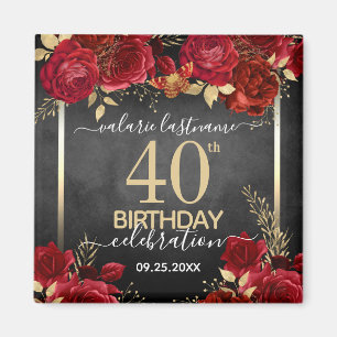 Íman imã salve a data do Rosa vermelha aniversário de