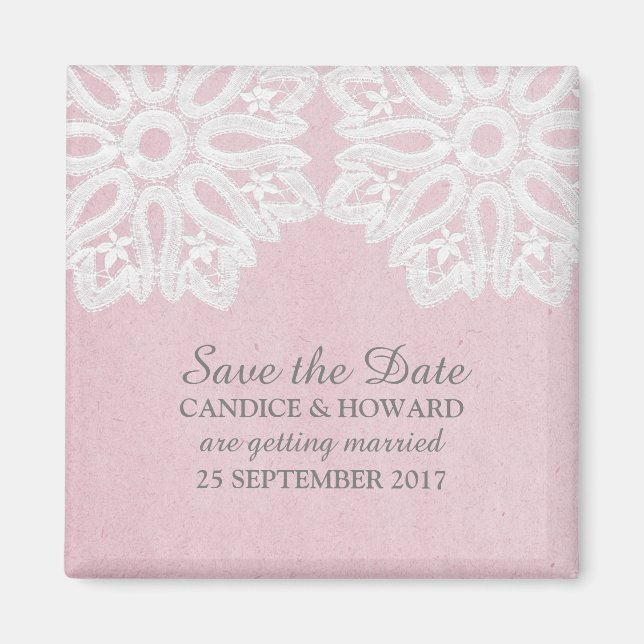 Íman Imã salve a data Elegante Rosa (Frente)