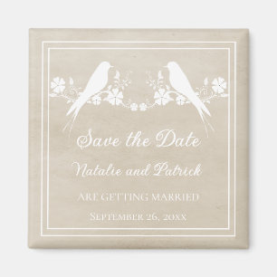 Íman Imã salve a data Floral Beige Lovebird
