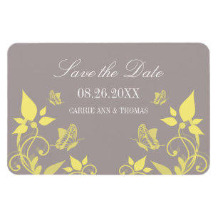 Íman Imã salve a data Floral da Borboleta Amarela