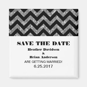Íman Imã salve a data Glitter Chevron, Prata