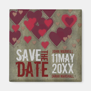 Íman Imã salve a data Grunge Love Hearts v2