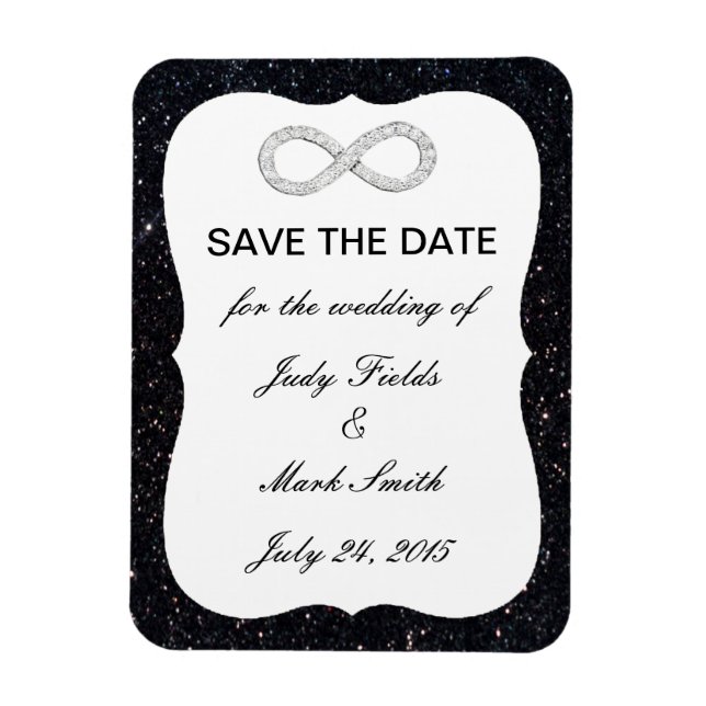 Íman Imã salve a data Infinita de Brilho Preto (Vertical)