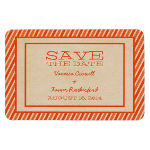 Íman Imã salve a data Laranja Trendy Stripes