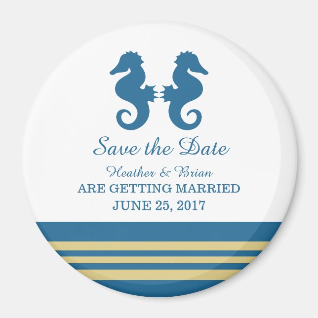 Íman Imã salve a data marítima Dourada azul (Frente)