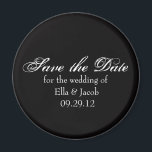 Íman Imã salve a data Personalizável Preto<br><div class="desc">Coordenadas de Imã salve a data personalizáveis com o resto de nossas Coleções de Casamentos tema damasco.</div>