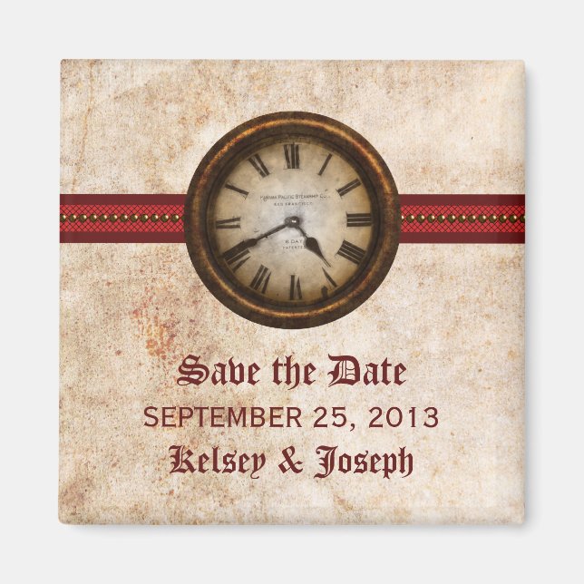 Íman Imã salve a data Red Antique Clock (Frente)