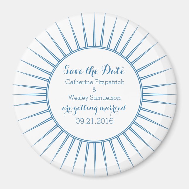 Íman Imã salve a data Retroativa Azul Deco (Frente)