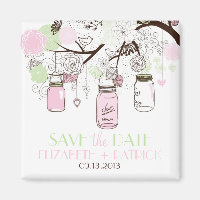 Imã salve a data Rosa & Mint Green Mason Jars